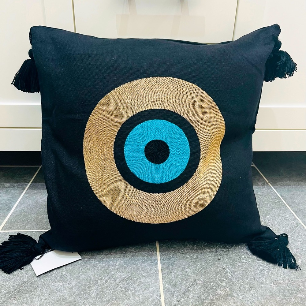 Black Evil Eye Pillow